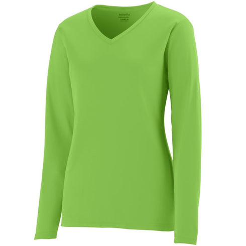 Augusta Sportswear Ladies Long Sleeve Wicking T-Shirt (1788), Color 'Lime'