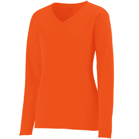 Augusta Sportswear Ladies Long Sleeve Wicking T-Shirt (1788), Color 'Power Orange'