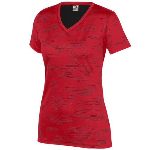 Augusta Sportswear Ladies Sleet Wicking Tee (1803-C), Color 'Red/Black'