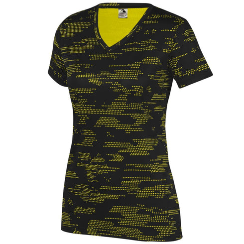 Augusta Sportswear Ladies Sleet Wicking Tee (1803-C), Color 'Black/Power Yellow'