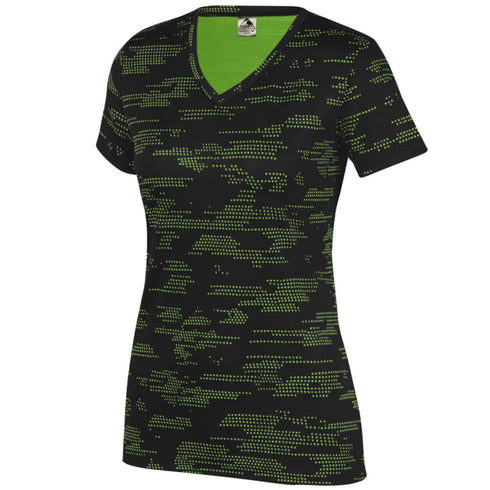 Augusta Sportswear Ladies Sleet Wicking Tee (1803-C), Color 'BlackLime'