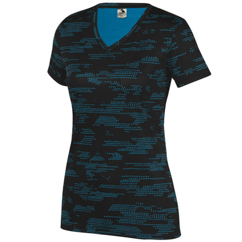 Augusta Sportswear Ladies Sleet Wicking Tee (1803-C), Color 'Black/Power Blue'