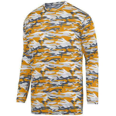 Augusta Sportswear Youth Mod Camo Long Sleeve Wicking Tee (1808-C), Color 'Gold Mod'
