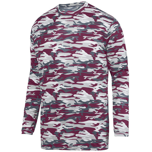 Augusta Sportswear Youth Mod Camo Long Sleeve Wicking Tee (1808-C), Color 'Maroon Mod'