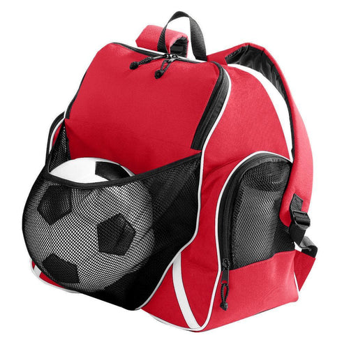 Augusta Sportswear Tri-Color Ball Backpack (1831-C), Color 'Red/Black/White'