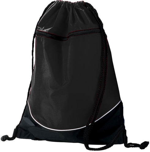 Augusta Sportswear Tri-Color Drawstring Backpack (1920), Color 'Black/Black/White'