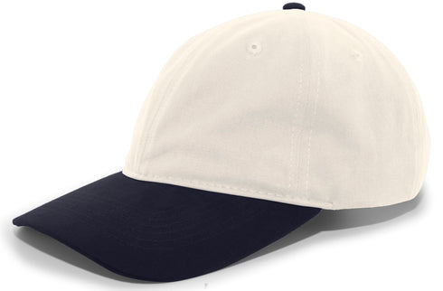 Pacific Headwear Brushed Cotton Twill Buckle Strap Adjustable Cap (201C), Color 'KhakiNavy'