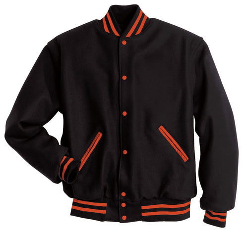 Holloway Letterman Jacket (224182), Color 'Black/Burnt Orange'