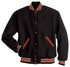 Holloway Letterman Jacket (224182), Color 'Black/Burnt Orange/White'