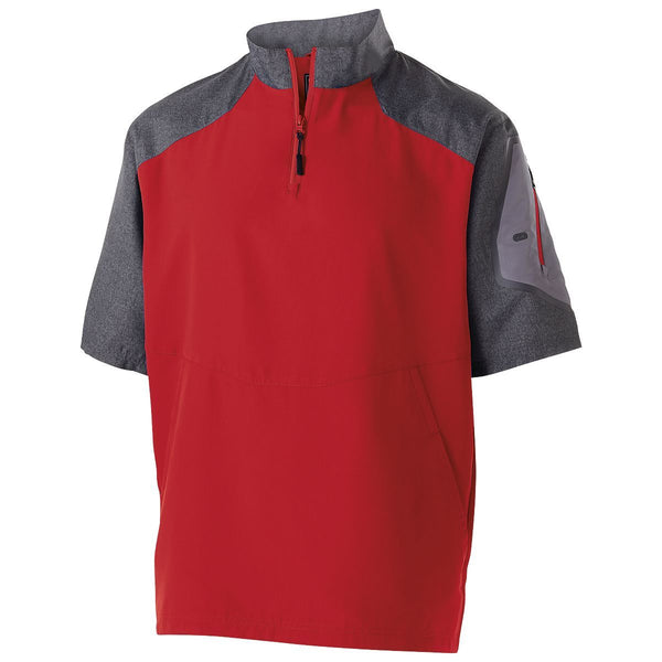 Holloway Raider Short Sleeve Pullover (229545), Color 'Carbon Print/Scarlet'