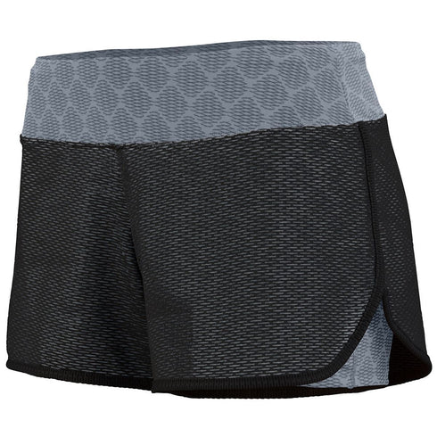 Augusta Sportswear Ladies Sadie Shorts (2424-C), Color 'Black/Graphite Plexus Print'