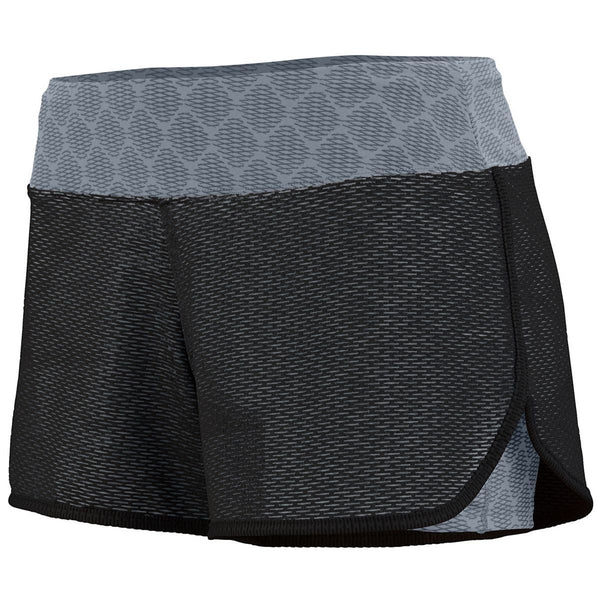 Augusta Sportswear Ladies Sadie Shorts (2424-C), Color 'Black/Graphite Plexus Print'