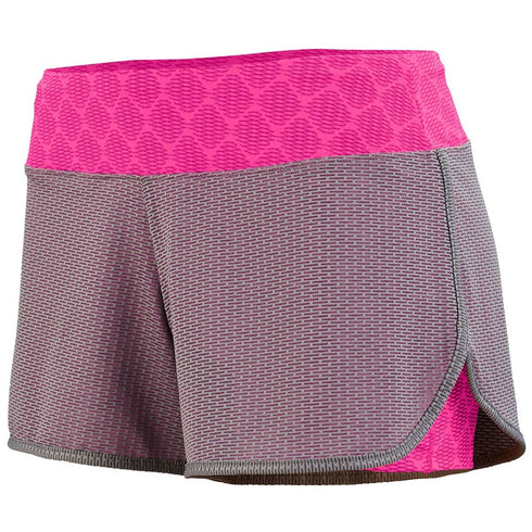 Augusta Sportswear Ladies Sadie Shorts (2424-C), Color 'Graphite/Power Pink Plexus Print'