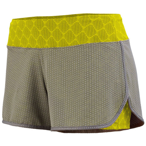 Augusta Sportswear Ladies Sadie Shorts (2424-C), Color 'Graphite/Power Yellow Plexus Print'