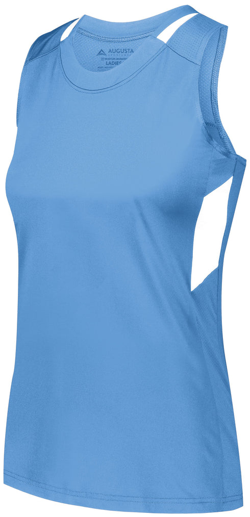 Augusta Sportswear Ladies Crossover Tank (2436), Color 'Columbia Blue/White'