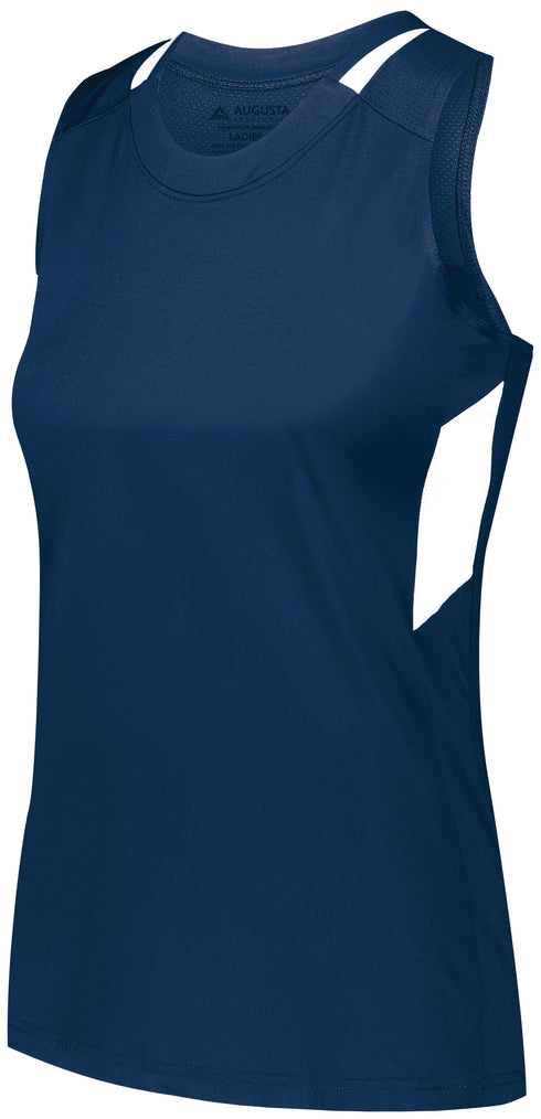 Augusta Sportswear Ladies Crossover Tank (2436), Color 'Navy/White'