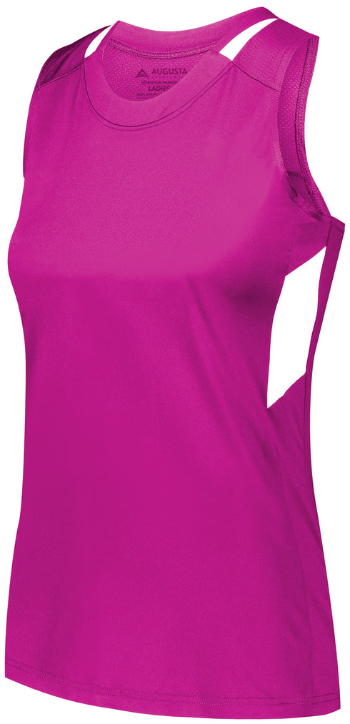 Augusta Sportswear Ladies Crossover Tank (2436), Color 'Power Pink/White'