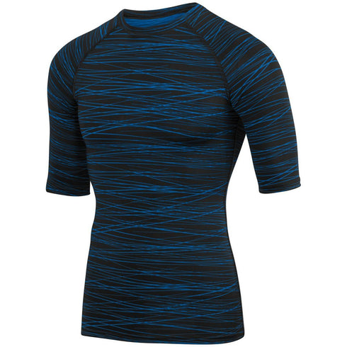 Augusta Sportswear Hyperform Compression Half Sleeve Tee (2606), Color 'Black/RoyalPrint'