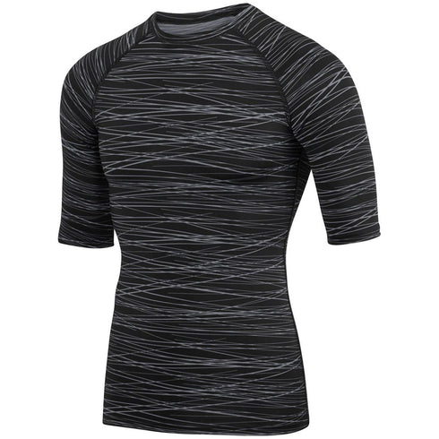 Augusta Sportswear Youth Hyperform Compression Half Sleeve Tee (2607), Color 'Black/Graphite Print'