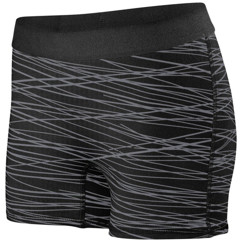 Augusta Sportswear Ladies Hyperform Fitted Shorts (2625), Color 'Black/Graphite Print'