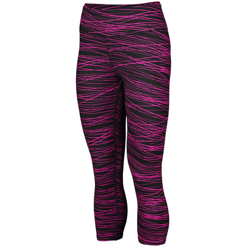 Augusta Sportswear Ladies Hyperform Compression Capri (2628), Color 'Black/Pink Print'
