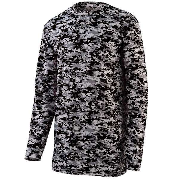 Augusta Sportswear Digi Camo Wicking Long Sleeve T-Shirt (2788), Color 'Black Digi'