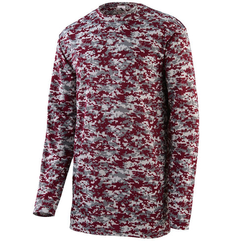 Augusta Sportswear Digi Camo Wicking Long Sleeve T-Shirt (2788), Color 'MaroonDigi'