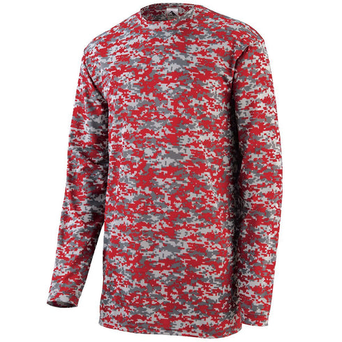 Augusta Sportswear Digi Camo Wicking Long Sleeve T-Shirt (2788), Color 'Red Digi'