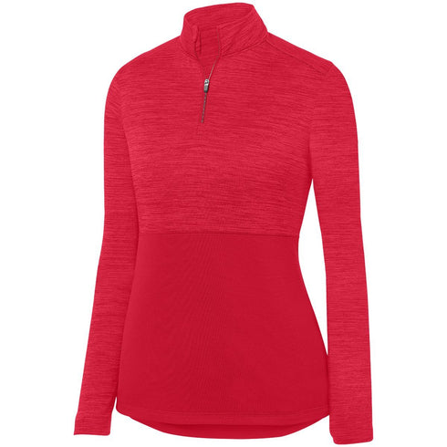 Augusta Sportswear Ladies Shadow Tonal Heather 1/4 Zip Pullover (2909), Color 'Red'