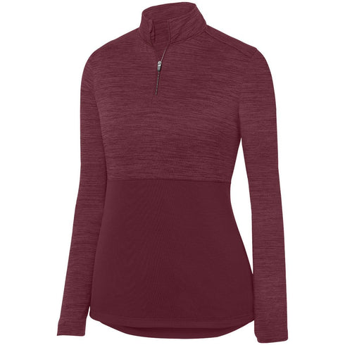 Augusta Sportswear Ladies Shadow Tonal Heather 1/4 Zip Pullover (2909), Color 'Maroon'