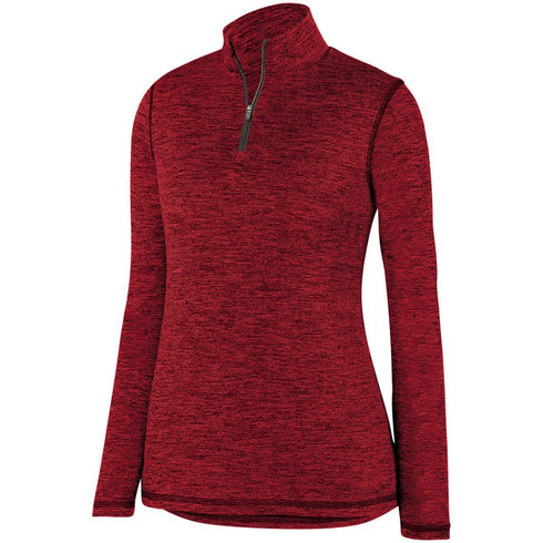 Augusta Sportswear Ladies Intensify Black Heather 1/4 Zip Pullover (2957-C), Color 'Red'