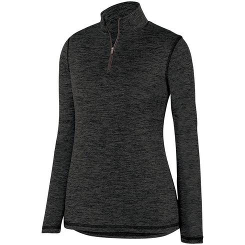 Augusta Sportswear Ladies Intensify Black Heather 1/4 Zip Pullover (2957-C), Color 'Black'