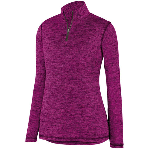 Augusta Sportswear Ladies Intensify Black Heather 1/4 Zip Pullover (2957-C), Color 'Power Pink'