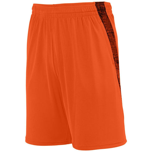 Augusta Sportswear Intensify Black Heather Training Shorts (2960-C), Color 'Orange'