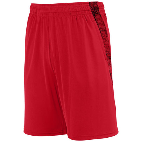 Augusta Sportswear Intensify Black Heather Training Shorts (2960-C), Color 'Red'