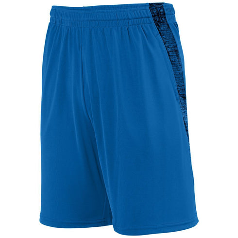 Augusta Sportswear Intensify Black Heather Training Shorts (2960-C), Color 'Royal'