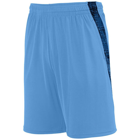 Augusta Sportswear Intensify Black Heather Training Shorts (2960-C), Color 'Columbia Blue'