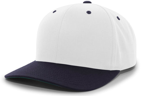 Pacific Headwear Cotton-Poly Hook-And-Loop Adjustable Cap (302C), Color 'WhiteNavy'