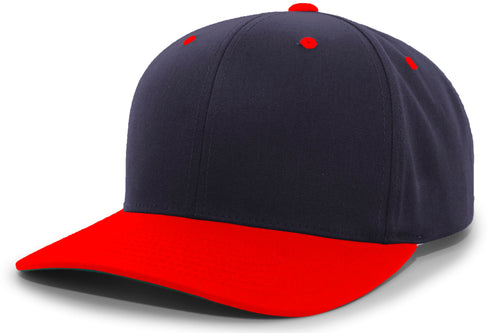 Pacific Headwear Cotton-Poly Hook-And-Loop Adjustable Cap (302C), Color 'NavyRed'