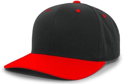 Pacific Headwear Cotton-Poly Hook-And-Loop Adjustable Cap (302C), Color 'BlackRed'