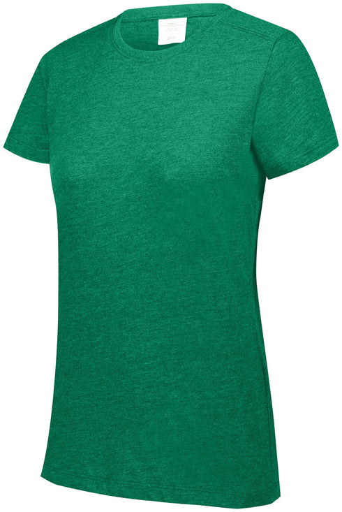 Augusta Sportswear Ladies Tri-Blend T-Shirt (3067), Color 'Kelly Heather'
