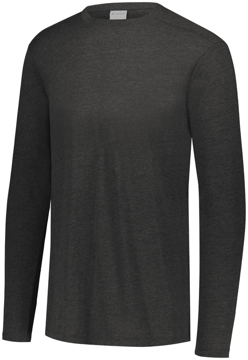 Augusta Sportswear Youth Tri-Blend Long Sleeve Crew (3076), Color 'Black Heather'