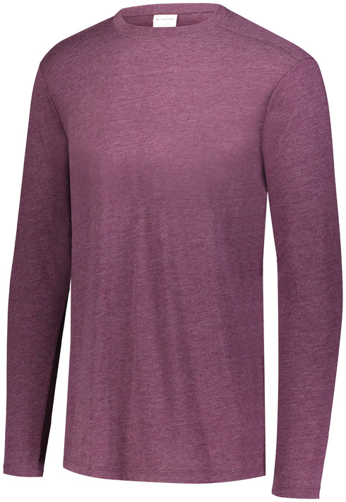 Augusta Sportswear Tri-Blend Long Sleeve Crew (3075), Color 'Maroon Heather'