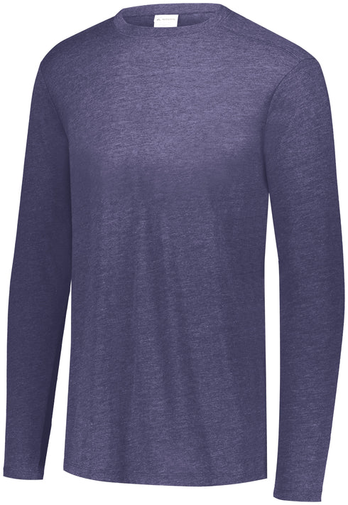 Augusta Sportswear Youth Tri-Blend Long Sleeve Crew (3076), Color 'Navy Heather'