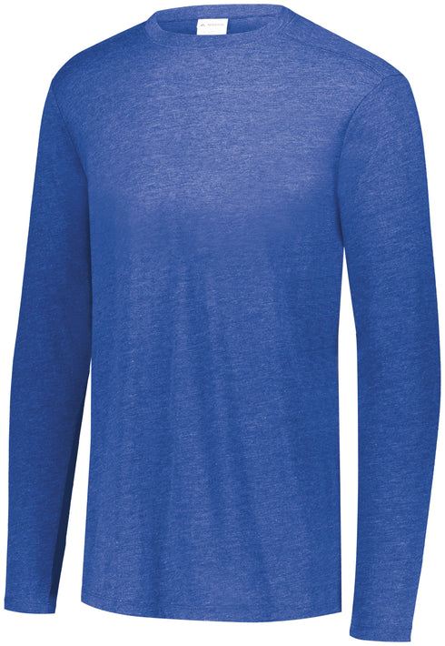 Augusta Sportswear Youth Tri-Blend Long Sleeve Crew (3076), Color 'Royal Heather'