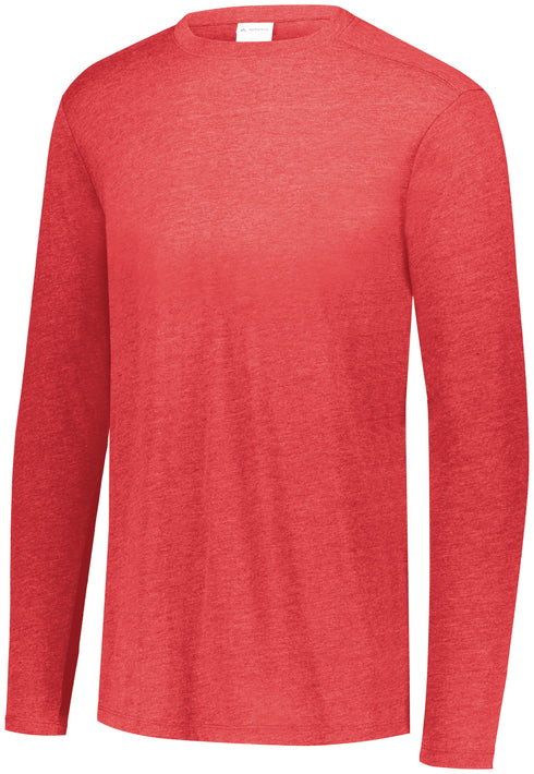 Augusta Sportswear Youth Tri-Blend Long Sleeve Crew (3076), Color 'Red Heather'