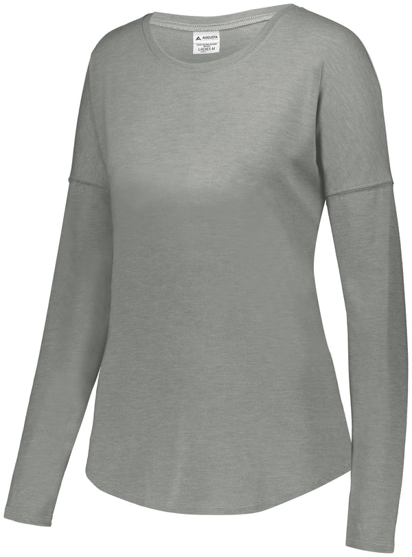 Augusta Sportswear Ladies Lux Tri-Blend Long Sleeve Tee (3077), Color 'Grey Heather'