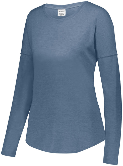 Augusta Sportswear Ladies Lux Tri-Blend Long Sleeve Tee (3077), Color 'Storm Heather'