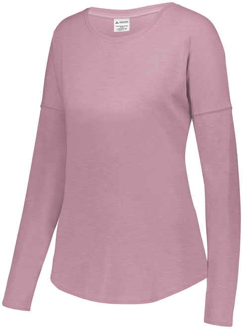 Augusta Sportswear Ladies Lux Tri-Blend Long Sleeve Tee (3077), Color 'Dusty Rose Heather'