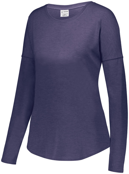 Augusta Sportswear Ladies Lux Tri-Blend Long Sleeve Tee (3077), Color 'Navy Heather'